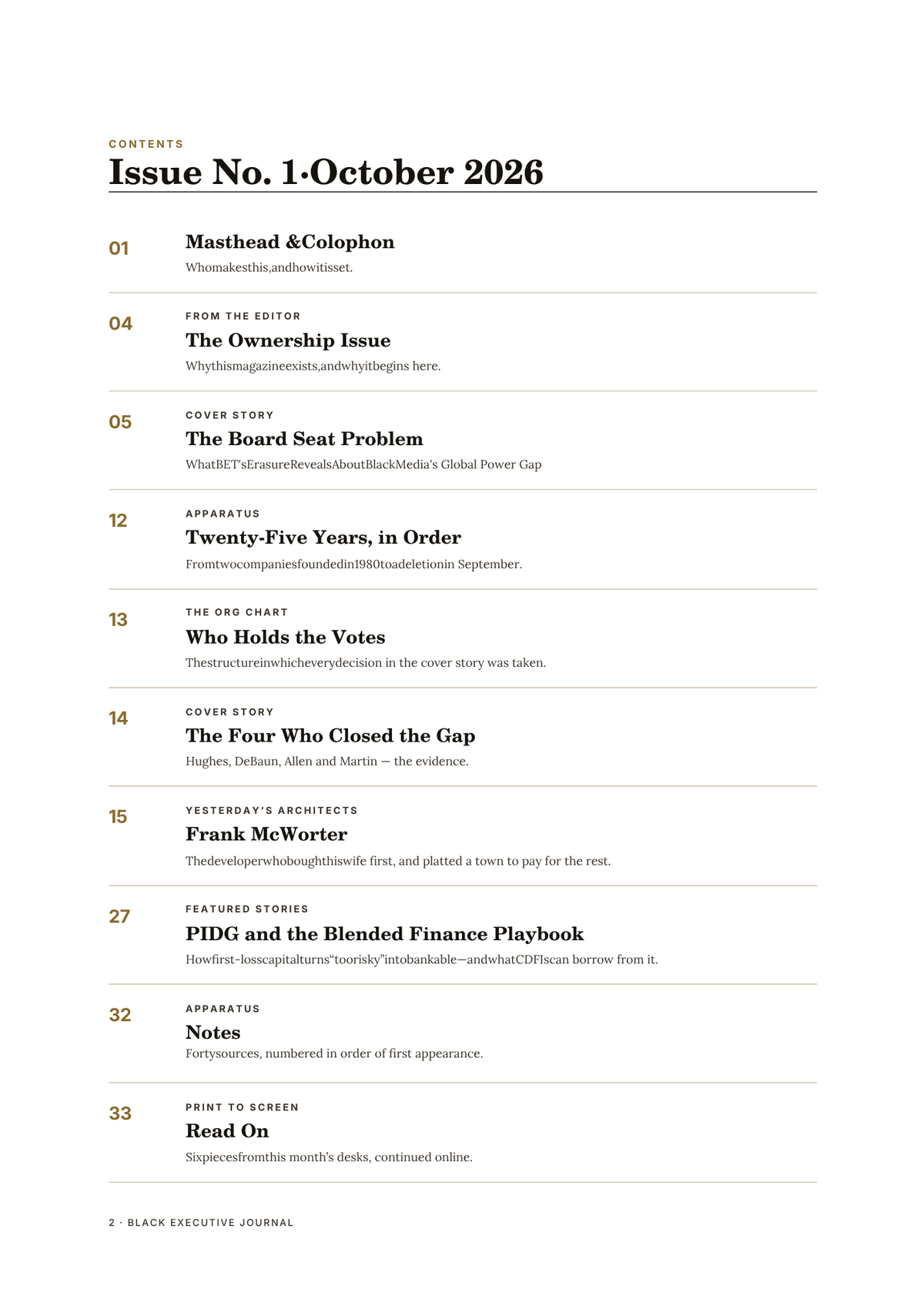 Black Executive Journal — The Magazine: Inaugural Issue